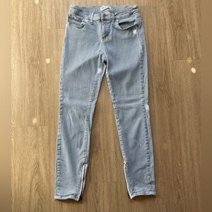 Madewell Skinny Jeans — Ankle Zip Indigo Railroad Stripe Low Rise — size 29